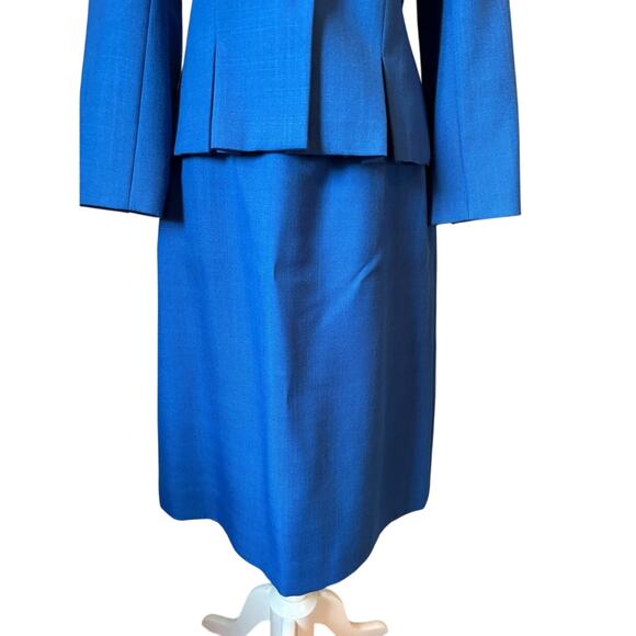 Executive Suite Women's 12 Cobalt Blue Vintage Skirt Blazer Two Piece Lined Set - Picture 3 of 10